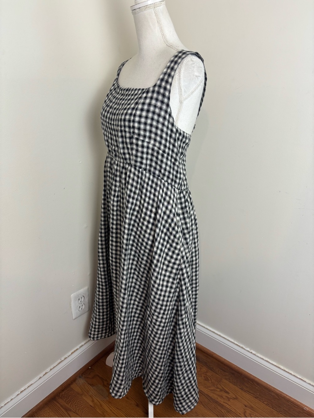 Quince 100% European Linen Midi Dress In Classic Mini Gingham Size XL - Picture 8 of 14